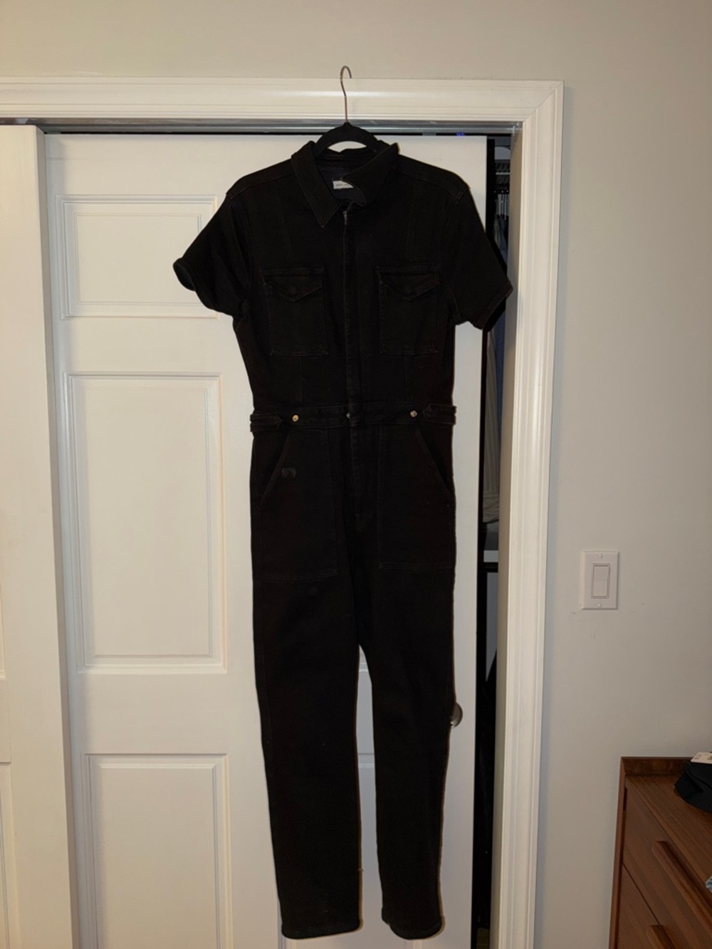 Good American Black Short-Sleeve Jumpsuit Jeans